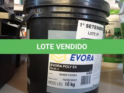 LOTE 292 - 01 BALDE DE GRAXA EVORA POLY EX NLGI:2 10 KG. (NO ESTADO) ATENÇÃO! FAZER A VISITAÇÃO ANTES DE ARREMATAR, NÃO SABEMOS SE FUNCIONA. LEILÃO NÃO TEM GARANTIA E NEM DEVOLUÇÃO, SUJEITO A POSSÍVEIS AVARIAS VISÍVEIS/OCULTAS E/OU AUSÊNCIA DE COMPONENTES.