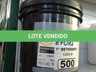 LOTE 500 - 01 BALDE DE GRAXA EVORA POLY EX NLGI:2 10 KG. (NO ESTADO) ATENÇÃO! FAZER A VISITAÇÃO ANTES DE ARREMATAR, NÃO SABEMOS SE FUNCIONA. LEILÃO NÃO TEM GARANTIA E NEM DEVOLUÇÃO, SUJEITO A POSSÍVEIS AVARIAS VISÍVEIS/OCULTAS E/OU AUSÊNCIA DE COMPONENTES.