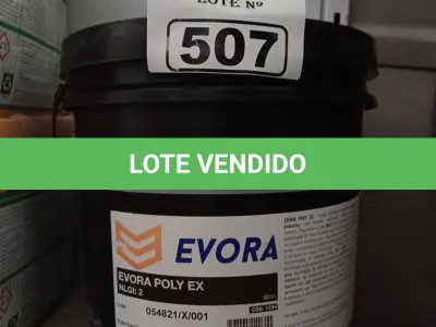 LOTE 507 - 01 BALDE DE GRAXA EVORA POLY EX NLGI:2 10 KG. (NO ESTADO) ATENÇÃO! FAZER A VISITAÇÃO ANTES DE ARREMATAR, NÃO SABEMOS SE FUNCIONA. LEILÃO NÃO TEM GARANTIA E NEM DEVOLUÇÃO, SUJEITO A POSSÍVEIS AVARIAS VISÍVEIS/OCULTAS E/OU AUSÊNCIA DE COMPONENTES.