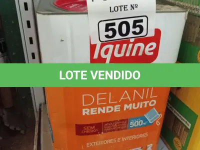 LOTE 505 - 01 LATA DE TINTA IQUINE DELANIL RENDE MUITO EXTERIORES/ INTERIORES ACRÍLICO STANDARD 18L NA COR ARARA AZUL. (NO ESTADO) ATENÇÃO! FAZER A VISITAÇÃO ANTES DE ARREMATAR, NÃO SABEMOS SE FUNCIONA. LEILÃO NÃO TEM GARANTIA E NEM DEVOLUÇÃO, SUJEITO A POSSÍVEIS AVARIAS VISÍVEIS/OCULTAS E/OU AUSÊNCIA DE COMPONENTES.