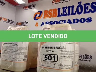 LOTE 501 - 20 LITROS DE ESPUMA HIGIENIZADORA PARA ANTISSEPSIA INSTANTÂNEA DAS MÃOS. (NO ESTADO) ATENÇÃO! FAZER A VISITAÇÃO ANTES DE ARREMATAR, NÃO SABEMOS SE FUNCIONA. LEILÃO NÃO TEM GARANTIA E NEM DEVOLUÇÃO, SUJEITO A POSSÍVEIS AVARIAS VISÍVEIS/OCULTAS E/OU AUSÊNCIA DE COMPONENTES.