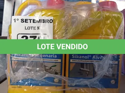 LOTE 370 - 04 GALÕES DE SIKANOL ALVENARIA 3,6L, ADITIVO PLASTIFICANTE PARA ARGAMASSA DE ASSENTAMENTO E REBOCO. (NO ESTADO) ATENÇÃO! FAZER A VISITAÇÃO ANTES DE ARREMATAR, NÃO SABEMOS SE FUNCIONA. LEILÃO NÃO TEM GARANTIA E NEM DEVOLUÇÃO, SUJEITO A POSSÍVEIS AVARIAS VISÍVEIS/OCULTAS E/OU AUSÊNCIA DE COMPONENTES.