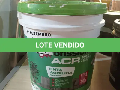 LOTE 294 - 01 BALDE DE TINTA ACRÍLICA INTERIORES 18L NA COR CONCRETO FOSCO. (NO ESTADO) ATENÇÃO! FAZER A VISITAÇÃO ANTES DE ARREMATAR, NÃO SABEMOS SE FUNCIONA. LEILÃO NÃO TEM GARANTIA E NEM DEVOLUÇÃO, SUJEITO A POSSÍVEIS AVARIAS VISÍVEIS/OCULTAS E/OU AUSÊNCIA DE COMPONENTES.