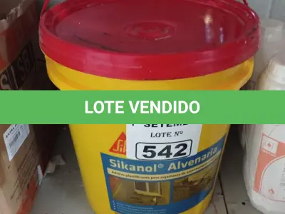 LOTE 542 - 01 BALDE DE SIKANOL ALVENARIA 18L, ADITIVO PLASTIFICANTE PARA ARGAMASSA DE ASSENTAMENTO E REBOCO. (NO ESTADO) ATENÇÃO! FAZER A VISITAÇÃO ANTES DE ARREMATAR, NÃO SABEMOS SE FUNCIONA. LEILÃO NÃO TEM GARANTIA E NEM DEVOLUÇÃO, SUJEITO A POSSÍVEIS AVARIAS VISÍVEIS/OCULTAS E/OU AUSÊNCIA DE COMPONENTES.