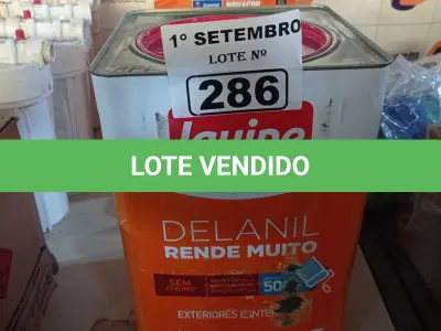 LOTE 286 - 01 LATA DE TINTA IQUINE DELANIL RENDE MUITO EXTERIORES/ INTERIORES ACRÍLICO STANDARD 18L NA COR BOI CAPRICHOSO. (NO ESTADO) ATENÇÃO! FAZER A VISITAÇÃO ANTES DE ARREMATAR, NÃO SABEMOS SE FUNCIONA. LEILÃO NÃO TEM GARANTIA E NEM DEVOLUÇÃO, SUJEITO A POSSÍVEIS AVARIAS VISÍVEIS/OCULTAS E/OU AUSÊNCIA DE COMPONENTES.