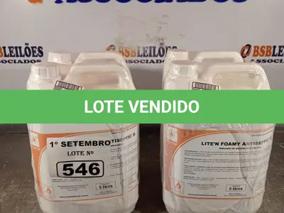 LOTE 546 - 20 LITROS DE SABONETE DE ESPUMA ANTISSÉPTICO. (NO ESTADO) ATENÇÃO! FAZER A VISITAÇÃO ANTES DE ARREMATAR, NÃO SABEMOS SE FUNCIONA. LEILÃO NÃO TEM GARANTIA E NEM DEVOLUÇÃO, SUJEITO A POSSÍVEIS AVARIAS VISÍVEIS/OCULTAS E/OU AUSÊNCIA DE COMPONENTES.