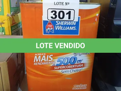 LOTE 301 - 01 LATA DE TINTA SHERWIN WILLIAMS NOVACOR SEM CHEIRO SEMIBRILHO INTERIORES/EXTERIORES 18L NA COR MARFIM. (NO ESTADO) ATENÇÃO! FAZER A VISITAÇÃO ANTES DE ARREMATAR, NÃO SABEMOS SE FUNCIONA. LEILÃO NÃO TEM GARANTIA E NEM DEVOLUÇÃO, SUJEITO A POSSÍVEIS AVARIAS VISÍVEIS/OCULTAS E/OU AUSÊNCIA DE COMPONENTES.