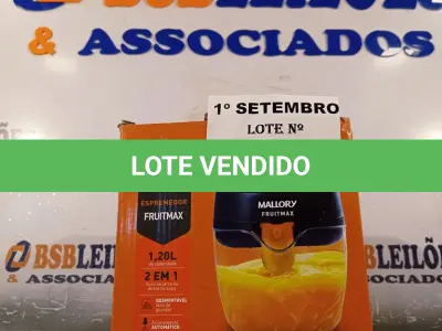 LOTE 269 - 01 ESPREMEDOR FRUITMAX MALLORY 1,20L DE CAPACIDADE 127V. (NO ESTADO) ATENÇÃO! FAZER A VISITAÇÃO ANTES DE ARREMATAR, NÃO SABEMOS SE FUNCIONA. LEILÃO NÃO TEM GARANTIA E NEM DEVOLUÇÃO, SUJEITO A POSSÍVEIS AVARIAS VISÍVEIS/OCULTAS E/OU AUSÊNCIA DE COMPONENTES.