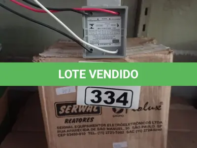 LOTE 334 - 06 CAIXAS DE REATORES PARA LÂMPADAS DE VAPOR METÁLICO 150W. (NO ESTADO) ATENÇÃO! FAZER A VISITAÇÃO ANTES DE ARREMATAR, NÃO SABEMOS SE FUNCIONA. LEILÃO NÃO TEM GARANTIA E NEM DEVOLUÇÃO, SUJEITO A POSSÍVEIS AVARIAS VISÍVEIS/OCULTAS E/OU AUSÊNCIA DE COMPONENTES.
