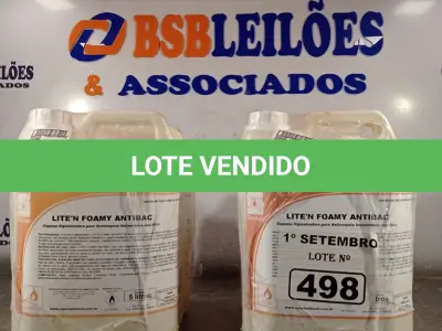 LOTE 498 - 20 LITROS DE ESPUMA HIGIENIZADORA PARA ANTISSEPSIA INSTANTÂNEA DAS MÃOS. (NO ESTADO) ATENÇÃO! FAZER A VISITAÇÃO ANTES DE ARREMATAR, NÃO SABEMOS SE FUNCIONA. LEILÃO NÃO TEM GARANTIA E NEM DEVOLUÇÃO, SUJEITO A POSSÍVEIS AVARIAS VISÍVEIS/OCULTAS E/OU AUSÊNCIA DE COMPONENTES.