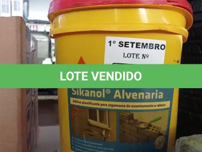 LOTE 356 - 01 BALDE DE SIKANOL ALVENARIA 18L, ADITIVO PLASTIFICANTE PARA ARGAMASSA DE ASSENTAMENTO E REBOCO. (NO ESTADO) ATENÇÃO! FAZER A VISITAÇÃO ANTES DE ARREMATAR, NÃO SABEMOS SE FUNCIONA. LEILÃO NÃO TEM GARANTIA E NEM DEVOLUÇÃO, SUJEITO A POSSÍVEIS AVARIAS VISÍVEIS/OCULTAS E/OU AUSÊNCIA DE COMPONENTES.