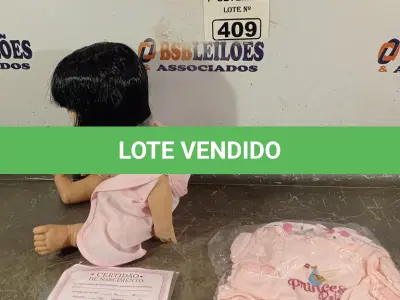 LOTE 409 - 01 BONECA BEBE REBORN. (NO ESTADO) ATENÇÃO! FAZER A VISITAÇÃO ANTES DE ARREMATAR, NÃO SABEMOS SE FUNCIONA. LEILÃO NÃO TEM GARANTIA E NEM DEVOLUÇÃO, SUJEITO A POSSÍVEIS AVARIAS VISÍVEIS/OCULTAS E/OU AUSÊNCIA DE COMPONENTES.