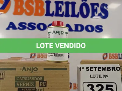 LOTE 325 - 05 CAIXAS COM CATALIZADOR VERNIZ “PU” ANJO COM 06 LATAS DE 150ML CADA. (NO ESTADO) ATENÇÃO! FAZER A VISITAÇÃO ANTES DE ARREMATAR, NÃO SABEMOS SE FUNCIONA. LEILÃO NÃO TEM GARANTIA E NEM DEVOLUÇÃO, SUJEITO A POSSÍVEIS AVARIAS VISÍVEIS/OCULTAS E/OU AUSÊNCIA DE COMPONENTES.