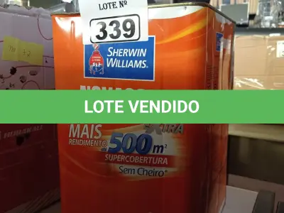 LOTE 339 - 01 LATA DE TINTA SHERWIN WILLIAMS NOVACOR SEM CHEIRO SEMIBRILHO INTERIORES/EXTERIORES 18L NA COR MARFIM. (NO ESTADO) ATENÇÃO! FAZER A VISITAÇÃO ANTES DE ARREMATAR, NÃO SABEMOS SE FUNCIONA. LEILÃO NÃO TEM GARANTIA E NEM DEVOLUÇÃO, SUJEITO A POSSÍVEIS AVARIAS VISÍVEIS/OCULTAS E/OU AUSÊNCIA DE COMPONENTES.