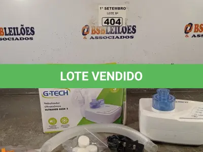 LOTE 404 - 01 NEBULIZADOR ULTRASSÓNICO ULTRANEB DESK2. (NO ESTADO) ATENÇÃO! FAZER A VISITAÇÃO ANTES DE ARREMATAR, NÃO SABEMOS SE FUNCIONA. LEILÃO NÃO TEM GARANTIA E NEM DEVOLUÇÃO, SUJEITO A POSSÍVEIS AVARIAS VISÍVEIS/OCULTAS E/OU AUSÊNCIA DE COMPONENTES.