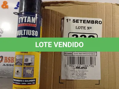 LOTE 332 - 12 TUBOS DE ESPUMA PU MULTIUSO TYTAN. (NO ESTADO) ATENÇÃO! FAZER A VISITAÇÃO ANTES DE ARREMATAR, NÃO SABEMOS SE FUNCIONA. LEILÃO NÃO TEM GARANTIA E NEM DEVOLUÇÃO, SUJEITO A POSSÍVEIS AVARIAS VISÍVEIS/OCULTAS E/OU AUSÊNCIA DE COMPONENTES.
