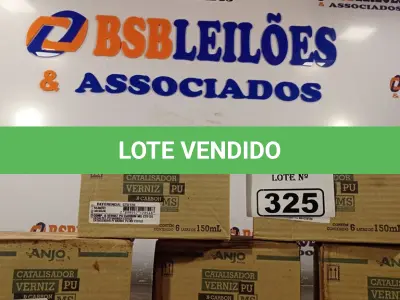 LOTE 325 - 05 CAIXAS COM CATALIZADOR VERNIZ “PU” ANJO COM 06 LATAS DE 150ML CADA. (NO ESTADO) ATENÇÃO! FAZER A VISITAÇÃO ANTES DE ARREMATAR, NÃO SABEMOS SE FUNCIONA. LEILÃO NÃO TEM GARANTIA E NEM DEVOLUÇÃO, SUJEITO A POSSÍVEIS AVARIAS VISÍVEIS/OCULTAS E/OU AUSÊNCIA DE COMPONENTES.