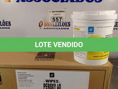 LOTE 557 - 01 CAIXA DE PEROXY 4D, DESINFETANTE HOSPITALAR PARA SUPERFÍCIES FIXAS E ARTIGOS NÃO CRÍTICOS COM 06 POTES CADA. (NO ESTADO) ATENÇÃO! FAZER A VISITAÇÃO ANTES DE ARREMATAR, NÃO SABEMOS SE FUNCIONA. LEILÃO NÃO TEM GARANTIA E NEM DEVOLUÇÃO, SUJEITO A POSSÍVEIS AVARIAS VISÍVEIS/OCULTAS E/OU AUSÊNCIA DE COMPONENTES.