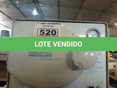 LOTE 520 - 01 AUTOCLAVE DABIATLANTE 12LX. (NO ESTADO) ATENÇÃO! FAZER A VISITAÇÃO ANTES DE ARREMATAR, NÃO SABEMOS SE FUNCIONA. LEILÃO NÃO TEM GARANTIA E NEM DEVOLUÇÃO, SUJEITO A POSSÍVEIS AVARIAS VISÍVEIS/OCULTAS E/OU AUSÊNCIA DE COMPONENTES.