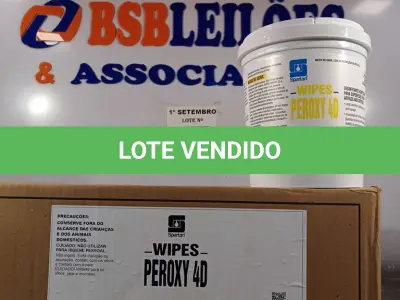 LOTE 557 - 01 CAIXA DE PEROXY 4D, DESINFETANTE HOSPITALAR PARA SUPERFÍCIES FIXAS E ARTIGOS NÃO CRÍTICOS COM 06 POTES CADA. (NO ESTADO) ATENÇÃO! FAZER A VISITAÇÃO ANTES DE ARREMATAR, NÃO SABEMOS SE FUNCIONA. LEILÃO NÃO TEM GARANTIA E NEM DEVOLUÇÃO, SUJEITO A POSSÍVEIS AVARIAS VISÍVEIS/OCULTAS E/OU AUSÊNCIA DE COMPONENTES.