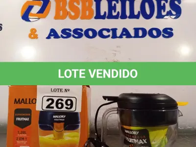 LOTE 269 - 01 ESPREMEDOR FRUITMAX MALLORY 1,20L DE CAPACIDADE 127V. (NO ESTADO) ATENÇÃO! FAZER A VISITAÇÃO ANTES DE ARREMATAR, NÃO SABEMOS SE FUNCIONA. LEILÃO NÃO TEM GARANTIA E NEM DEVOLUÇÃO, SUJEITO A POSSÍVEIS AVARIAS VISÍVEIS/OCULTAS E/OU AUSÊNCIA DE COMPONENTES.