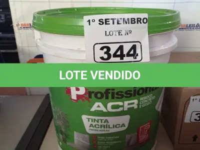 LOTE 344 - 01 BALDE DE TINTA ACRÍLICA INTERIORES 18L NA COR CONCRETO FOSCO. (NO ESTADO) ATENÇÃO! FAZER A VISITAÇÃO ANTES DE ARREMATAR, NÃO SABEMOS SE FUNCIONA. LEILÃO NÃO TEM GARANTIA E NEM DEVOLUÇÃO, SUJEITO A POSSÍVEIS AVARIAS VISÍVEIS/OCULTAS E/OU AUSÊNCIA DE COMPONENTES.