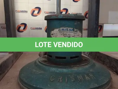 LOTE 479 - 01 ENCERADEIRA CRISMAR. (NO ESTADO) ATENÇÃO! FAZER A VISITAÇÃO ANTES DE ARREMATAR, NÃO SABEMOS SE FUNCIONA. LEILÃO NÃO TEM GARANTIA E NEM DEVOLUÇÃO, SUJEITO A POSSÍVEIS AVARIAS VISÍVEIS/OCULTAS E/OU AUSÊNCIA DE COMPONENTES.