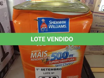 LOTE 340 - 01 LATA DE TINTA SHERWIN WILLIAMS NOVACOR SEM CHEIRO STANDARD EXTERIOR/INTERIORES NA COR FOSCO GELO. (NO ESTADO) ATENÇÃO! FAZER A VISITAÇÃO ANTES DE ARREMATAR, NÃO SABEMOS SE FUNCIONA. LEILÃO NÃO TEM GARANTIA E NEM DEVOLUÇÃO, SUJEITO A POSSÍVEIS AVARIAS VISÍVEIS/OCULTAS E/OU AUSÊNCIA DE COMPONENTES.