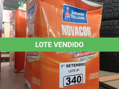 LOTE 340 - 01 LATA DE TINTA SHERWIN WILLIAMS NOVACOR SEM CHEIRO STANDARD EXTERIOR/INTERIORES NA COR FOSCO GELO. (NO ESTADO) ATENÇÃO! FAZER A VISITAÇÃO ANTES DE ARREMATAR, NÃO SABEMOS SE FUNCIONA. LEILÃO NÃO TEM GARANTIA E NEM DEVOLUÇÃO, SUJEITO A POSSÍVEIS AVARIAS VISÍVEIS/OCULTAS E/OU AUSÊNCIA DE COMPONENTES.