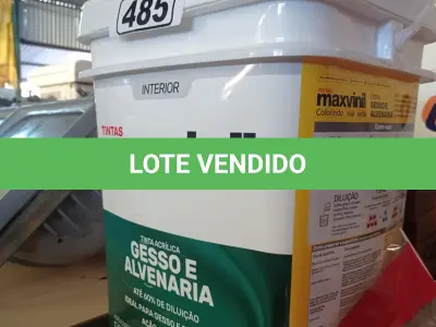 LOTE 485 - 01 BALDE DE TINTA MAXIVINIL ACRÍLICA GESSO E ALVENARIA INTERIORES 18L NA COR FOSCO BRANCO NEVE. (NO ESTADO) ATENÇÃO! FAZER A VISITAÇÃO ANTES DE ARREMATAR, NÃO SABEMOS SE FUNCIONA. LEILÃO NÃO TEM GARANTIA E NEM DEVOLUÇÃO, SUJEITO A POSSÍVEIS AVARIAS VISÍVEIS/OCULTAS E/OU AUSÊNCIA DE COMPONENTES.
