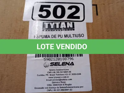 LOTE 502 - 12 TUBOS DE ESPUMA PU MULTIUSO TYTAN. (NO ESTADO) ATENÇÃO! FAZER A VISITAÇÃO ANTES DE ARREMATAR, NÃO SABEMOS SE FUNCIONA. LEILÃO NÃO TEM GARANTIA E NEM DEVOLUÇÃO, SUJEITO A POSSÍVEIS AVARIAS VISÍVEIS/OCULTAS E/OU AUSÊNCIA DE COMPONENTES.