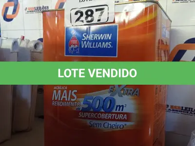LOTE 287 - 01 LATA DE TINTA SHERWIN WILLIAMS NOVACOR SEM CHEIRO SEMIBRILHO INTERIORES/EXTERIORES 18L NA COR MARFIM. (NO ESTADO) ATENÇÃO! FAZER A VISITAÇÃO ANTES DE ARREMATAR, NÃO SABEMOS SE FUNCIONA. LEILÃO NÃO TEM GARANTIA E NEM DEVOLUÇÃO, SUJEITO A POSSÍVEIS AVARIAS VISÍVEIS/OCULTAS E/OU AUSÊNCIA DE COMPONENTES.