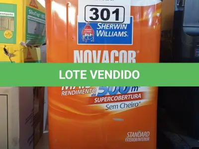 LOTE 301 - 01 LATA DE TINTA SHERWIN WILLIAMS NOVACOR SEM CHEIRO SEMIBRILHO INTERIORES/EXTERIORES 18L NA COR MARFIM. (NO ESTADO) ATENÇÃO! FAZER A VISITAÇÃO ANTES DE ARREMATAR, NÃO SABEMOS SE FUNCIONA. LEILÃO NÃO TEM GARANTIA E NEM DEVOLUÇÃO, SUJEITO A POSSÍVEIS AVARIAS VISÍVEIS/OCULTAS E/OU AUSÊNCIA DE COMPONENTES.
