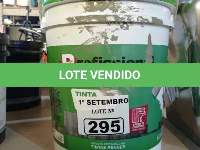 LOTE 295 - 01 BALDE DE TINTA ACRÍLICA INTERIORES 18L NA COR CONCRETO FOSCO. (NO ESTADO) ATENÇÃO! FAZER A VISITAÇÃO ANTES DE ARREMATAR, NÃO SABEMOS SE FUNCIONA. LEILÃO NÃO TEM GARANTIA E NEM DEVOLUÇÃO, SUJEITO A POSSÍVEIS AVARIAS VISÍVEIS/OCULTAS E/OU AUSÊNCIA DE COMPONENTES.