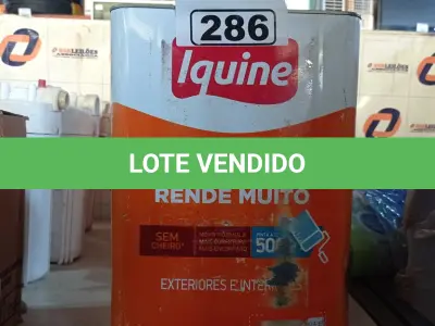 LOTE 286 - 01 LATA DE TINTA IQUINE DELANIL RENDE MUITO EXTERIORES/ INTERIORES ACRÍLICO STANDARD 18L NA COR BOI CAPRICHOSO. (NO ESTADO) ATENÇÃO! FAZER A VISITAÇÃO ANTES DE ARREMATAR, NÃO SABEMOS SE FUNCIONA. LEILÃO NÃO TEM GARANTIA E NEM DEVOLUÇÃO, SUJEITO A POSSÍVEIS AVARIAS VISÍVEIS/OCULTAS E/OU AUSÊNCIA DE COMPONENTES.