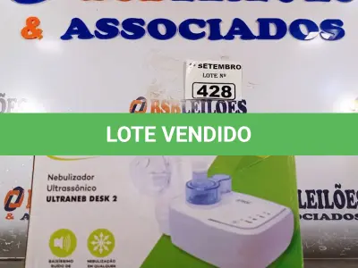 LOTE 428 - 01 NEBULIZADOR ULTRASSÓNICO ULTRANEB DESK2. (NO ESTADO) ATENÇÃO! FAZER A VISITAÇÃO ANTES DE ARREMATAR, NÃO SABEMOS SE FUNCIONA. LEILÃO NÃO TEM GARANTIA E NEM DEVOLUÇÃO, SUJEITO A POSSÍVEIS AVARIAS VISÍVEIS/OCULTAS E/OU AUSÊNCIA DE COMPONENTES.