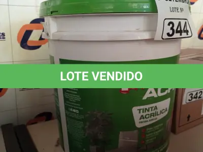LOTE 344 - 01 BALDE DE TINTA ACRÍLICA INTERIORES 18L NA COR CONCRETO FOSCO. (NO ESTADO) ATENÇÃO! FAZER A VISITAÇÃO ANTES DE ARREMATAR, NÃO SABEMOS SE FUNCIONA. LEILÃO NÃO TEM GARANTIA E NEM DEVOLUÇÃO, SUJEITO A POSSÍVEIS AVARIAS VISÍVEIS/OCULTAS E/OU AUSÊNCIA DE COMPONENTES.