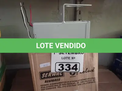 LOTE 334 - 06 CAIXAS DE REATORES PARA LÂMPADAS DE VAPOR METÁLICO 150W. (NO ESTADO) ATENÇÃO! FAZER A VISITAÇÃO ANTES DE ARREMATAR, NÃO SABEMOS SE FUNCIONA. LEILÃO NÃO TEM GARANTIA E NEM DEVOLUÇÃO, SUJEITO A POSSÍVEIS AVARIAS VISÍVEIS/OCULTAS E/OU AUSÊNCIA DE COMPONENTES.