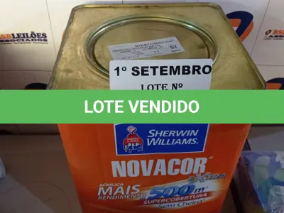 LOTE 287 - 01 LATA DE TINTA SHERWIN WILLIAMS NOVACOR SEM CHEIRO SEMIBRILHO INTERIORES/EXTERIORES 18L NA COR MARFIM. (NO ESTADO) ATENÇÃO! FAZER A VISITAÇÃO ANTES DE ARREMATAR, NÃO SABEMOS SE FUNCIONA. LEILÃO NÃO TEM GARANTIA E NEM DEVOLUÇÃO, SUJEITO A POSSÍVEIS AVARIAS VISÍVEIS/OCULTAS E/OU AUSÊNCIA DE COMPONENTES.