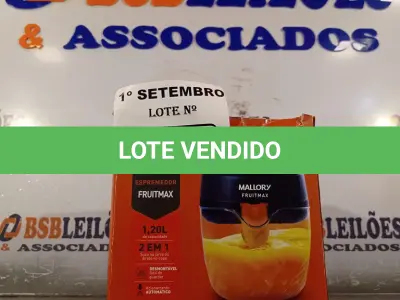LOTE 427 - 01 ESPREMEDOR FRUITMAX MALLORY 1,20L DE CAPACIDADE 127V. (NO ESTADO) ATENÇÃO! FAZER A VISITAÇÃO ANTES DE ARREMATAR, NÃO SABEMOS SE FUNCIONA. LEILÃO NÃO TEM GARANTIA E NEM DEVOLUÇÃO, SUJEITO A POSSÍVEIS AVARIAS VISÍVEIS/OCULTAS E/OU AUSÊNCIA DE COMPONENTES.
