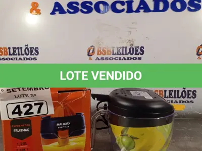 LOTE 427 - 01 ESPREMEDOR FRUITMAX MALLORY 1,20L DE CAPACIDADE 127V. (NO ESTADO) ATENÇÃO! FAZER A VISITAÇÃO ANTES DE ARREMATAR, NÃO SABEMOS SE FUNCIONA. LEILÃO NÃO TEM GARANTIA E NEM DEVOLUÇÃO, SUJEITO A POSSÍVEIS AVARIAS VISÍVEIS/OCULTAS E/OU AUSÊNCIA DE COMPONENTES.