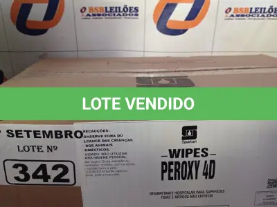 LOTE 342 - 01 CAIXA DE PEROXY 4D, DESINFETANTE HOSPITALAR PARA SUPERFÍCIES FIXAS E ARTIGOS NÃO CRÍTICOS COM 06 POTES CADA. (NO ESTADO) ATENÇÃO! FAZER A VISITAÇÃO ANTES DE ARREMATAR, NÃO SABEMOS SE FUNCIONA. LEILÃO NÃO TEM GARANTIA E NEM DEVOLUÇÃO, SUJEITO A POSSÍVEIS AVARIAS VISÍVEIS/OCULTAS E/OU AUSÊNCIA DE COMPONENTES.