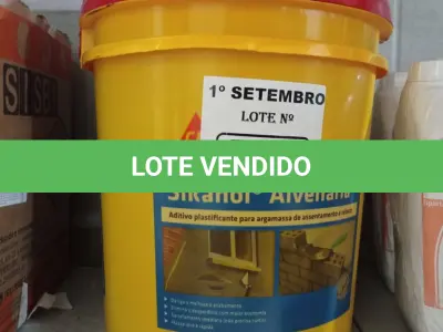 LOTE 542 - 01 BALDE DE SIKANOL ALVENARIA 18L, ADITIVO PLASTIFICANTE PARA ARGAMASSA DE ASSENTAMENTO E REBOCO. (NO ESTADO) ATENÇÃO! FAZER A VISITAÇÃO ANTES DE ARREMATAR, NÃO SABEMOS SE FUNCIONA. LEILÃO NÃO TEM GARANTIA E NEM DEVOLUÇÃO, SUJEITO A POSSÍVEIS AVARIAS VISÍVEIS/OCULTAS E/OU AUSÊNCIA DE COMPONENTES.