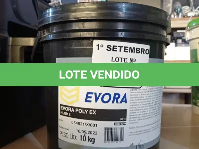 LOTE 292 - 01 BALDE DE GRAXA EVORA POLY EX NLGI:2 10 KG. (NO ESTADO) ATENÇÃO! FAZER A VISITAÇÃO ANTES DE ARREMATAR, NÃO SABEMOS SE FUNCIONA. LEILÃO NÃO TEM GARANTIA E NEM DEVOLUÇÃO, SUJEITO A POSSÍVEIS AVARIAS VISÍVEIS/OCULTAS E/OU AUSÊNCIA DE COMPONENTES.