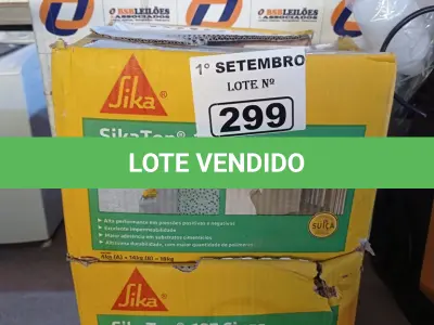 LOTE 299 - 02 CAIXAS COM SIKA TOP 107 CINZA 18KG, ARGAMASSA POLIMÉRICA IMPERMEABILIZANTE DE ALTO DESEMPENHO. (NO ESTADO) ATENÇÃO! FAZER A VISITAÇÃO ANTES DE ARREMATAR, NÃO SABEMOS SE FUNCIONA. LEILÃO NÃO TEM GARANTIA E NEM DEVOLUÇÃO, SUJEITO A POSSÍVEIS AVARIAS VISÍVEIS/OCULTAS E/OU AUSÊNCIA DE COMPONENTES.