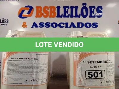 LOTE 501 - 20 LITROS DE ESPUMA HIGIENIZADORA PARA ANTISSEPSIA INSTANTÂNEA DAS MÃOS. (NO ESTADO) ATENÇÃO! FAZER A VISITAÇÃO ANTES DE ARREMATAR, NÃO SABEMOS SE FUNCIONA. LEILÃO NÃO TEM GARANTIA E NEM DEVOLUÇÃO, SUJEITO A POSSÍVEIS AVARIAS VISÍVEIS/OCULTAS E/OU AUSÊNCIA DE COMPONENTES.