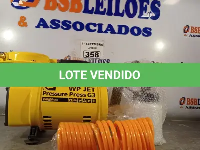 LOTE 358 - 01 COMPRESSOR DE AR DIRETO WP JET PRESSURE PRESS G3 COM MANGUEIRA E PISTOLA PARA PINTURA. (NO ESTADO) ATENÇÃO! FAZER A VISITAÇÃO ANTES DE ARREMATAR, NÃO SABEMOS SE FUNCIONA. LEILÃO NÃO TEM GARANTIA E NEM DEVOLUÇÃO, SUJEITO A POSSÍVEIS AVARIAS VISÍVEIS/OCULTAS E/OU AUSÊNCIA DE COMPONENTES.