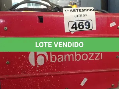 LOTE 469 - 01 MÁQUINA DE SOLDA BAMBOZZI 250. (NO ESTADO) ATENÇÃO! FAZER A VISITAÇÃO ANTES DE ARREMATAR, NÃO SABEMOS SE FUNCIONA. LEILÃO NÃO TEM GARANTIA E NEM DEVOLUÇÃO, SUJEITO A POSSÍVEIS AVARIAS VISÍVEIS/OCULTAS E/OU AUSÊNCIA DE COMPONENTES.