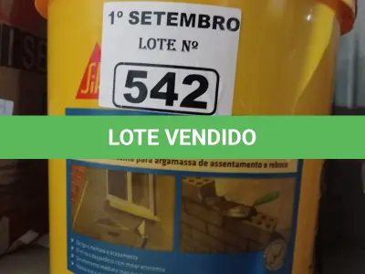 LOTE 542 - 01 BALDE DE SIKANOL ALVENARIA 18L, ADITIVO PLASTIFICANTE PARA ARGAMASSA DE ASSENTAMENTO E REBOCO. (NO ESTADO) ATENÇÃO! FAZER A VISITAÇÃO ANTES DE ARREMATAR, NÃO SABEMOS SE FUNCIONA. LEILÃO NÃO TEM GARANTIA E NEM DEVOLUÇÃO, SUJEITO A POSSÍVEIS AVARIAS VISÍVEIS/OCULTAS E/OU AUSÊNCIA DE COMPONENTES.