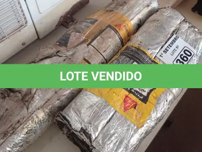 LOTE 360 - 02 ROLOS DE MANTA ASFÁLTICA MULTIUSO. (NO ESTADO) ATENÇÃO! FAZER A VISITAÇÃO ANTES DE ARREMATAR, NÃO SABEMOS SE FUNCIONA. LEILÃO NÃO TEM GARANTIA E NEM DEVOLUÇÃO, SUJEITO A POSSÍVEIS AVARIAS VISÍVEIS/OCULTAS E/OU AUSÊNCIA DE COMPONENTES.